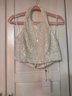 Dress The population sequin halter crop top size Large